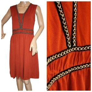 Garnet Hill Rust Dress with Black Trim